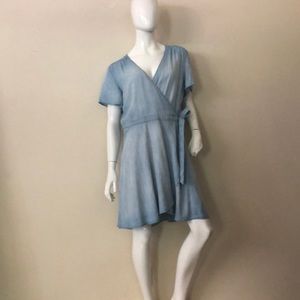 Cloth & Stone Acid Denim Wrap Dress Anthropologie